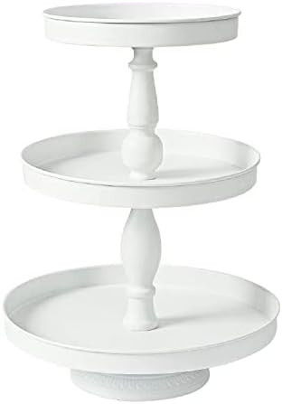 Donosura 3 Tier Serving Tray Cupcake White Stand for 50 Cupcakes Round Dessert Stands Metal Tiered T | Amazon (US)