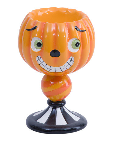 Pumpkin Face Candy Bowl On Pedestal | TJ Maxx