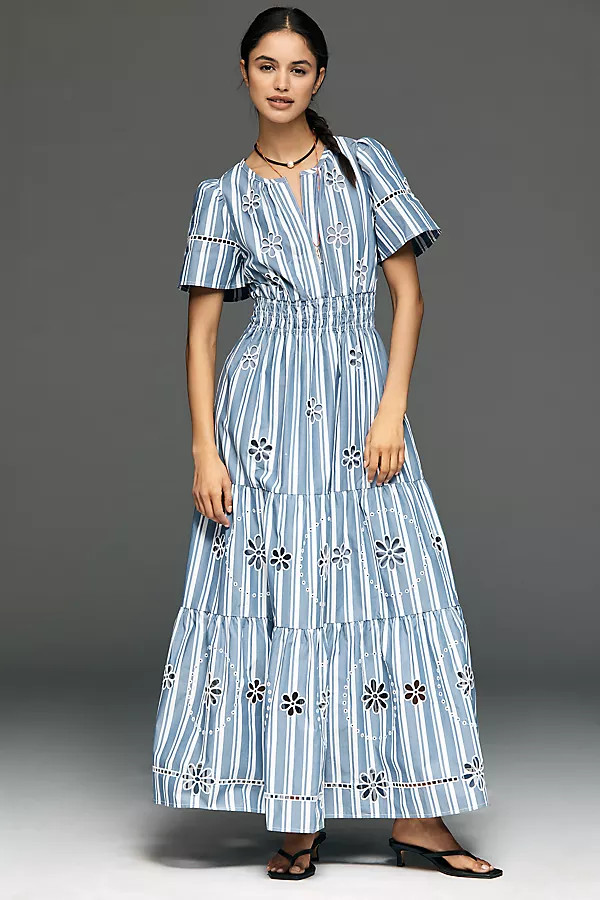 The Somerset Cotton Embroidered Eyelet Maxi Dress | Anthropologie (US)