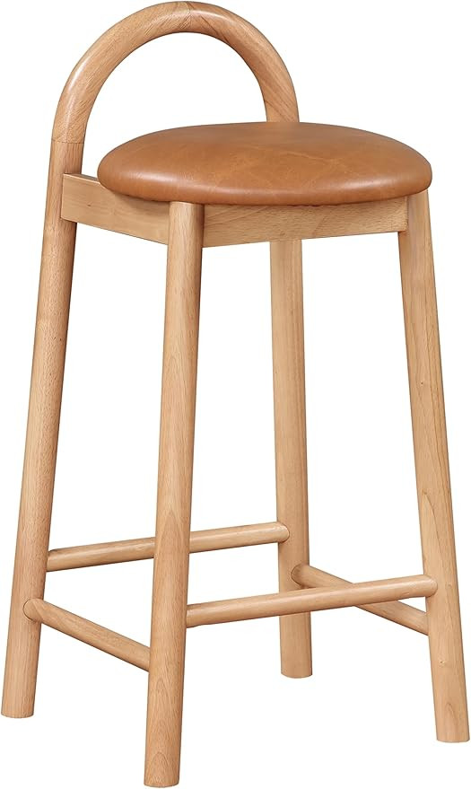 Meridian Furniture 475Cognac-C Calvin Collection Mid-Century Modern Stool with Soft Cognac Vegan ... | Amazon (US)