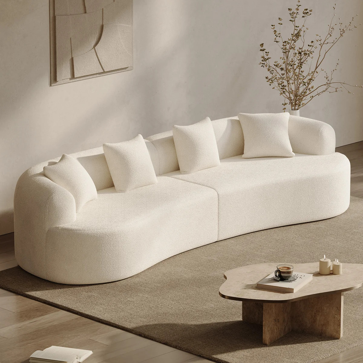 Boneless Curved Sofa Compression High-Density Foam Couch And No Assembly Needed | Wayfair North America
