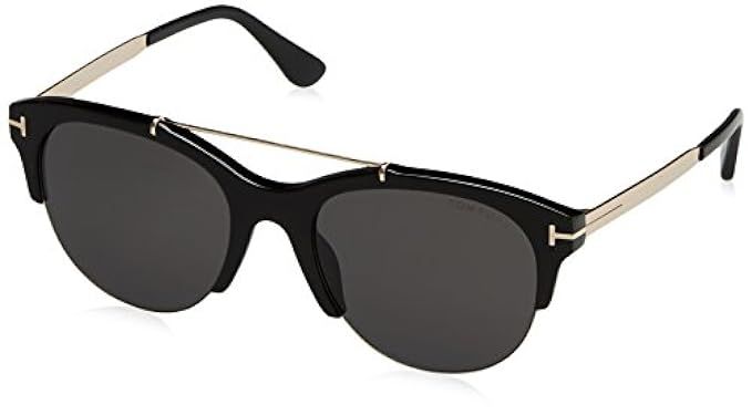 Tom Ford Women's Adrenne TF517 517 01A Shiny Black/Gold Aviator Sunglasses 55mm | Amazon (US)