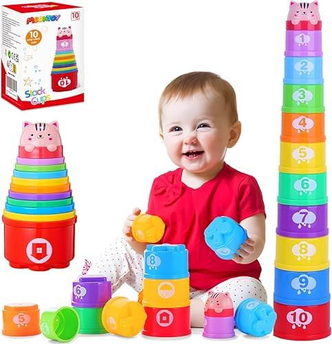MOONTOY Stacking Cups Baby Toys 6 10 12 18 Months, Montessori Toys for 1 Year Old Toddler Learnin... | Amazon (US)