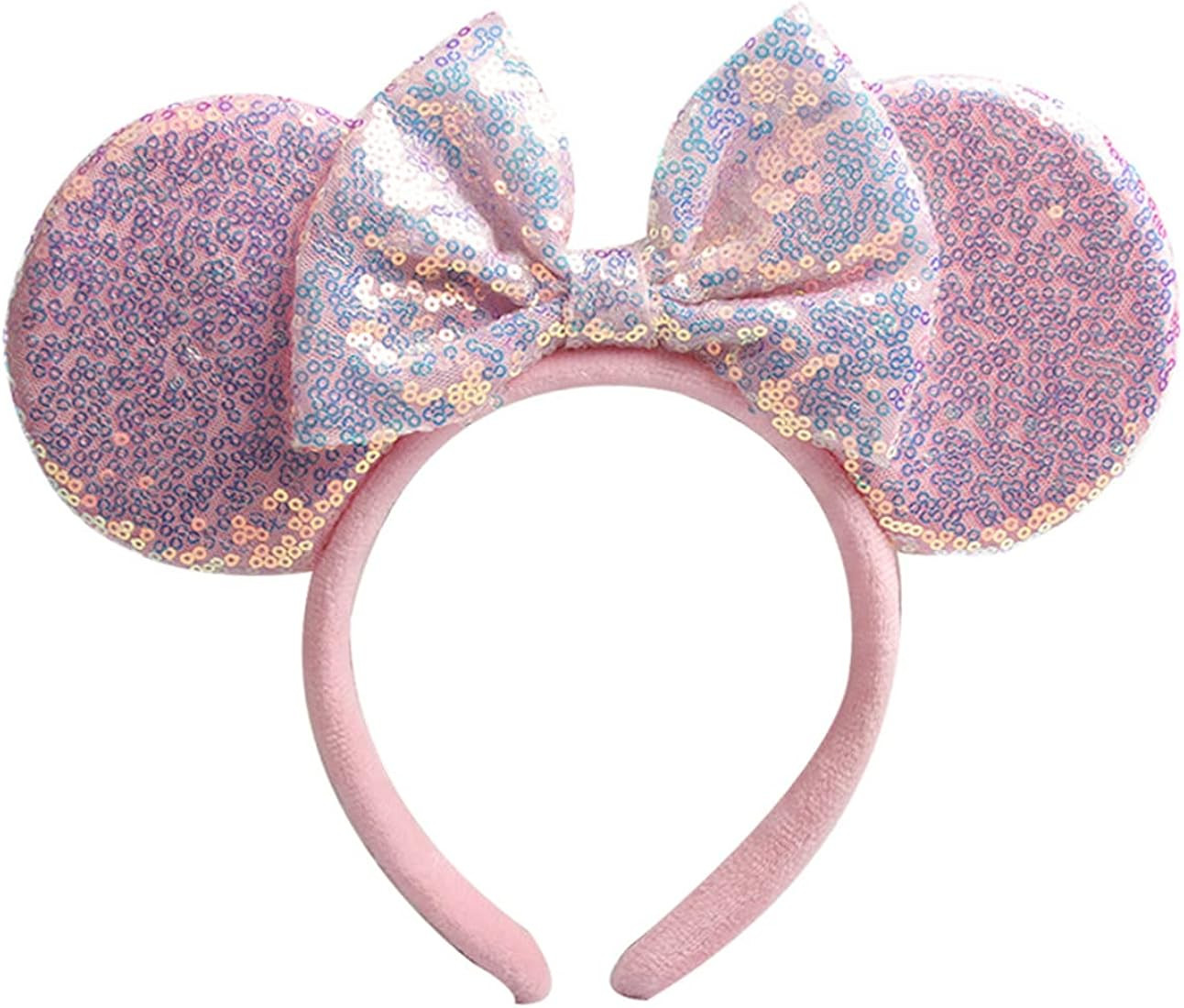 Maggerlly Minnie Mouse Ears Headband Disney Cartoon Role Play Decoration Minnie Ear Sequin Headba... | Amazon (US)