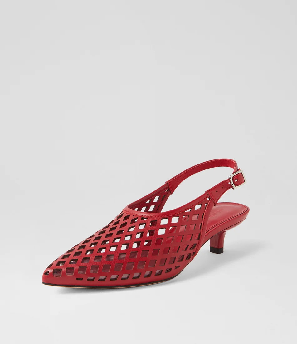 Cidea Red Leather Heels | Styletread (AU)