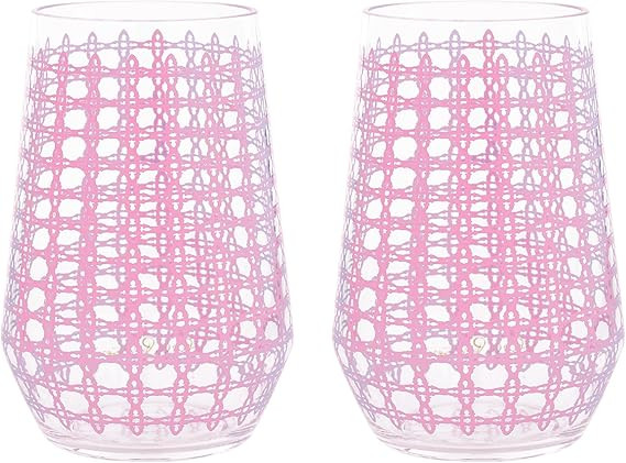 Lilly Pulitzer Stemless Wine Glass Set of 2, Large Acrylic Wine Glasses, 22 Ounce Plastic Cocktai... | Amazon (US)