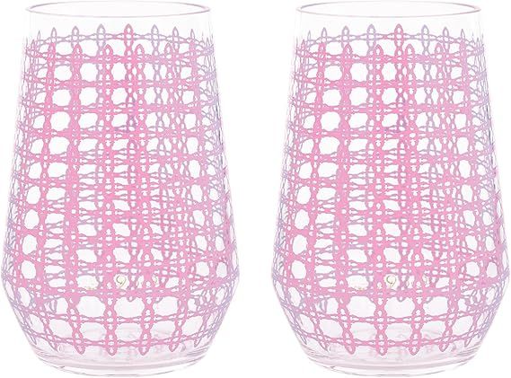 Lilly Pulitzer Stemless Wine Glass Set of 2, Large Acrylic Wine Glasses, 22 Ounce Plastic Cocktai... | Amazon (US)
