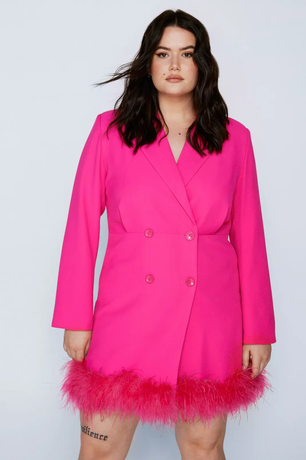 Plus Size Feather Hem Blazer Dress | Nasty Gal (US)