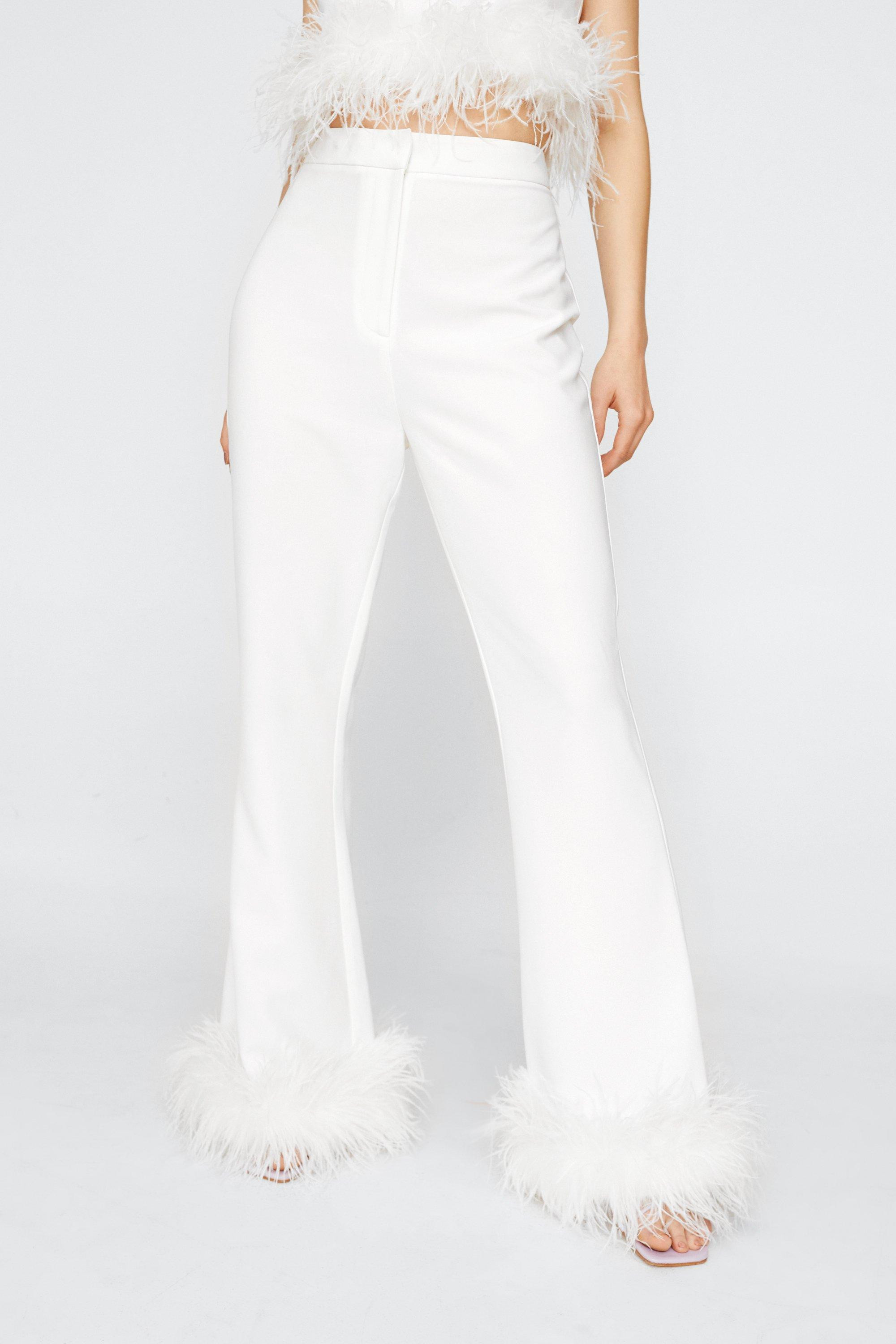 Feather Trim Kick Flare Pants | Nasty Gal (US)