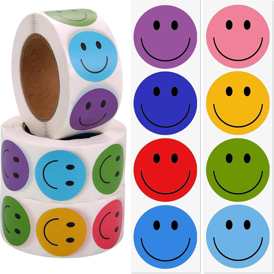 1500 Pcs Happy Smile Face Stickers for Kids,3 Rolls Classroom Incentive Reward Decal for Teachers... | Amazon (US)
