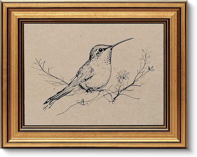 VIYYIEA Vintage Gold Framed Wall Art for Living Room, Hummingbird Canvas Prints Home Decor, Oil P... | Amazon (US)