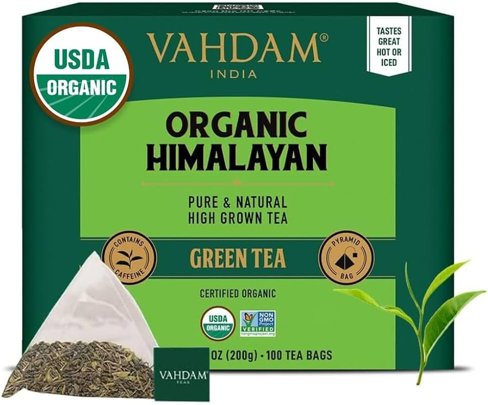 VAHDAM, Organic Himalayan Green Tea (100 Count) High Grown, Non GMO, Gluten Free, Low Caffeine | ... | Amazon (US)