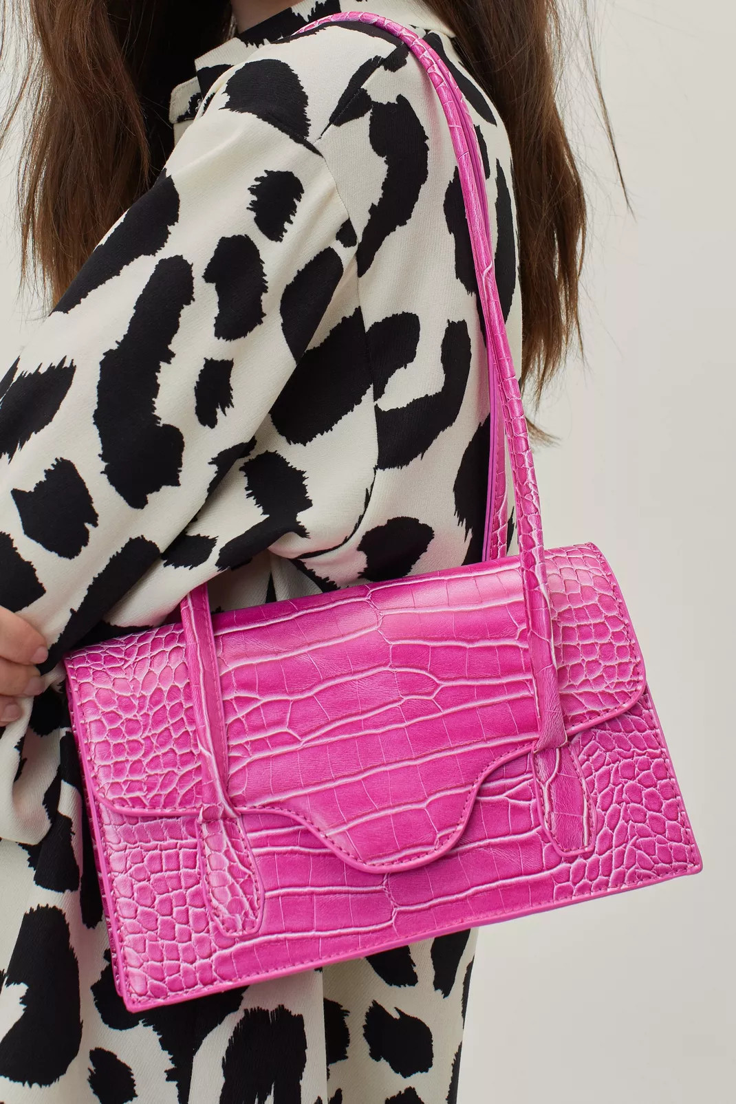 Croc Faux Leather Shoulder Bag | Nasty Gal (US)