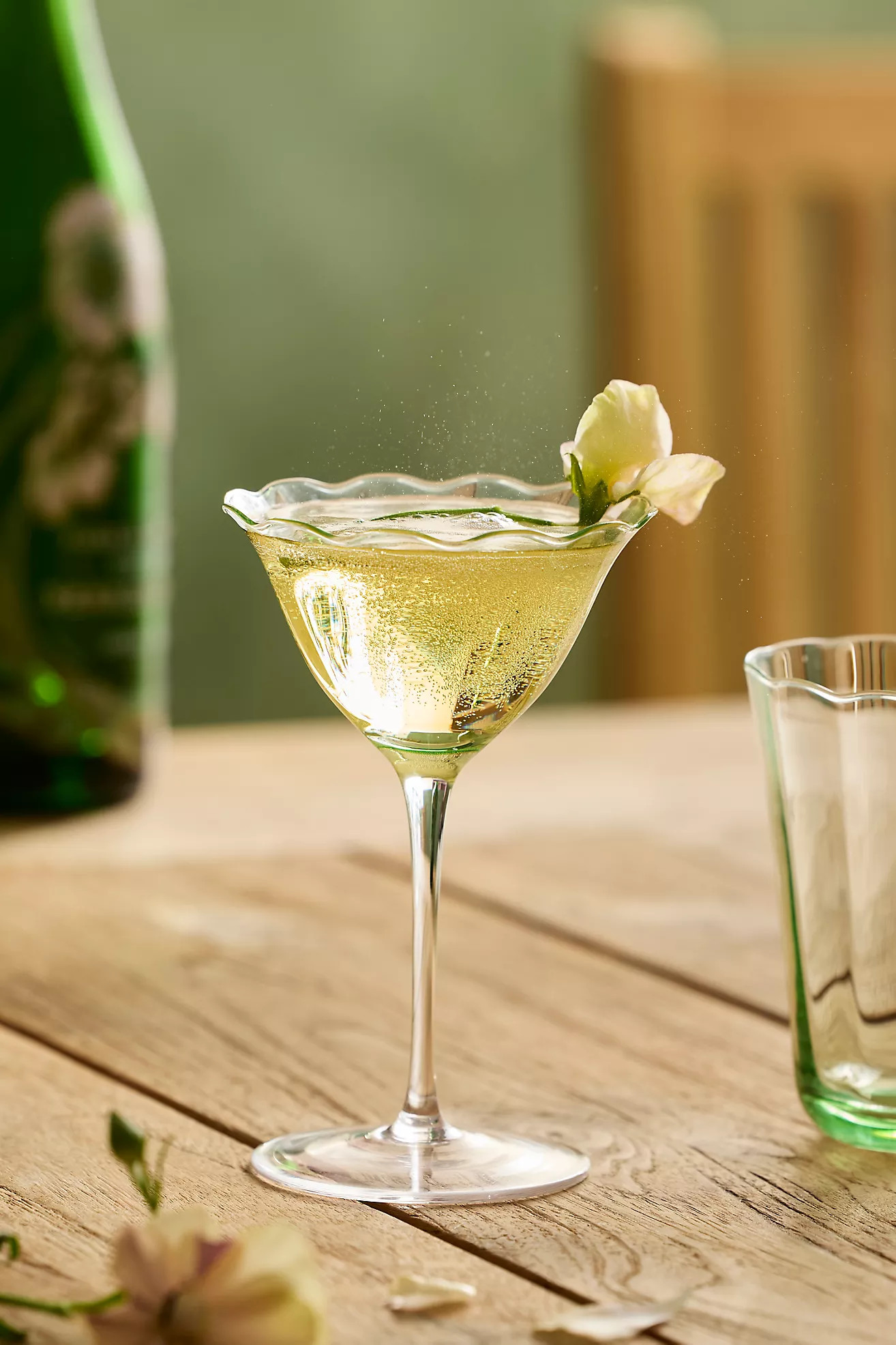 Ruffled Green Glass Coupe | Anthropologie (US)