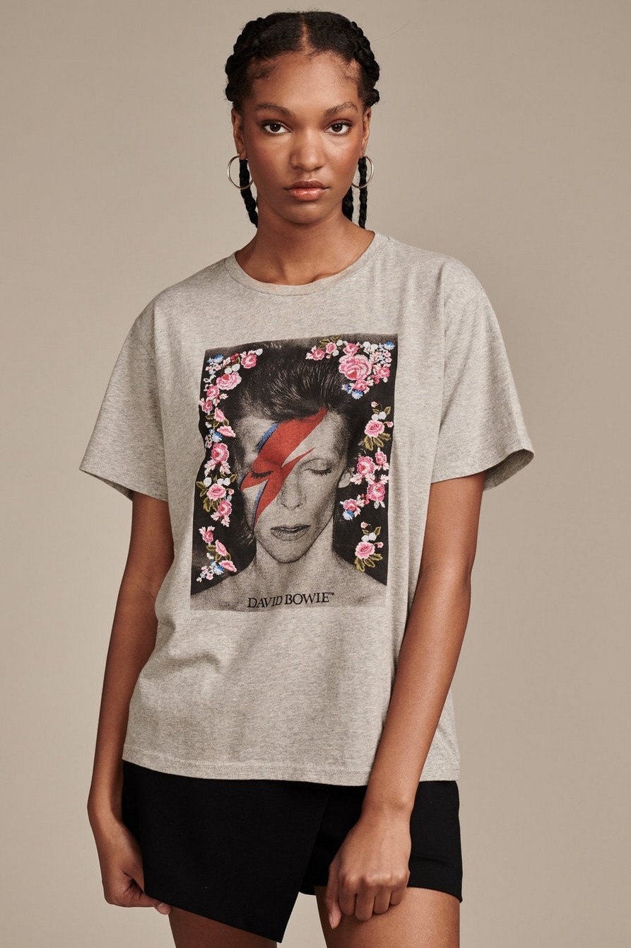 BOWIE FLORAL HEAD SHOT BOYFRIEND TEE | Lucky Brand
