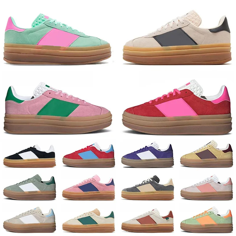 Womens Platform Bold Designer Casual Shoes Cream Collegiate Green Suede Leather Pink Glow Gum Whi... | DHGate