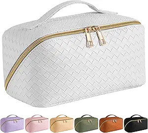 SFXULIX Large Capacity Travel Cosmetic Bag - Makeup Bag, PU Leather Waterproof Cosmetic Bag, Wome... | Amazon (US)