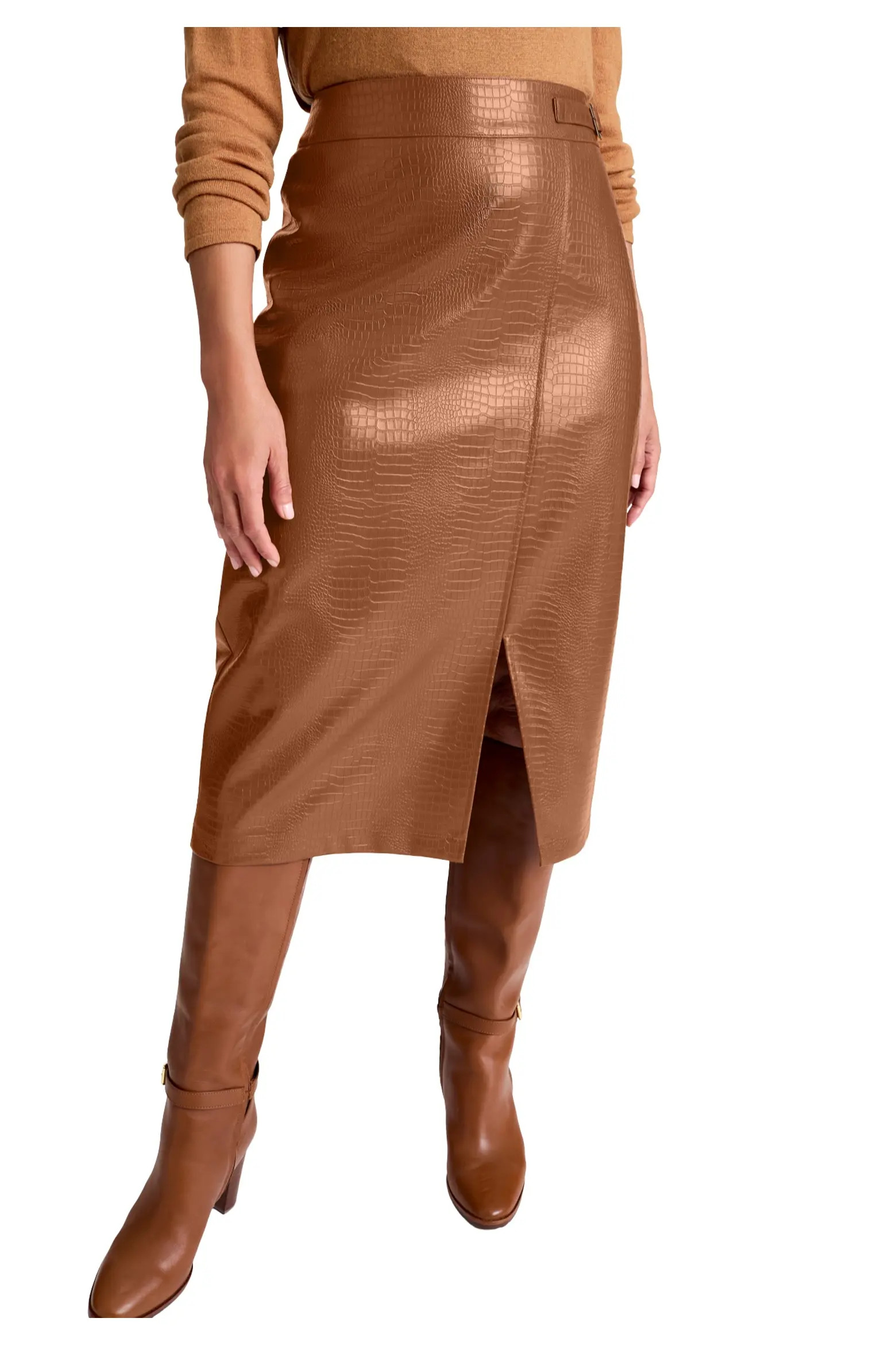 Jessica London Faux Leather Croc Wrap Skirt (Women) | Nordstrom | Nordstrom