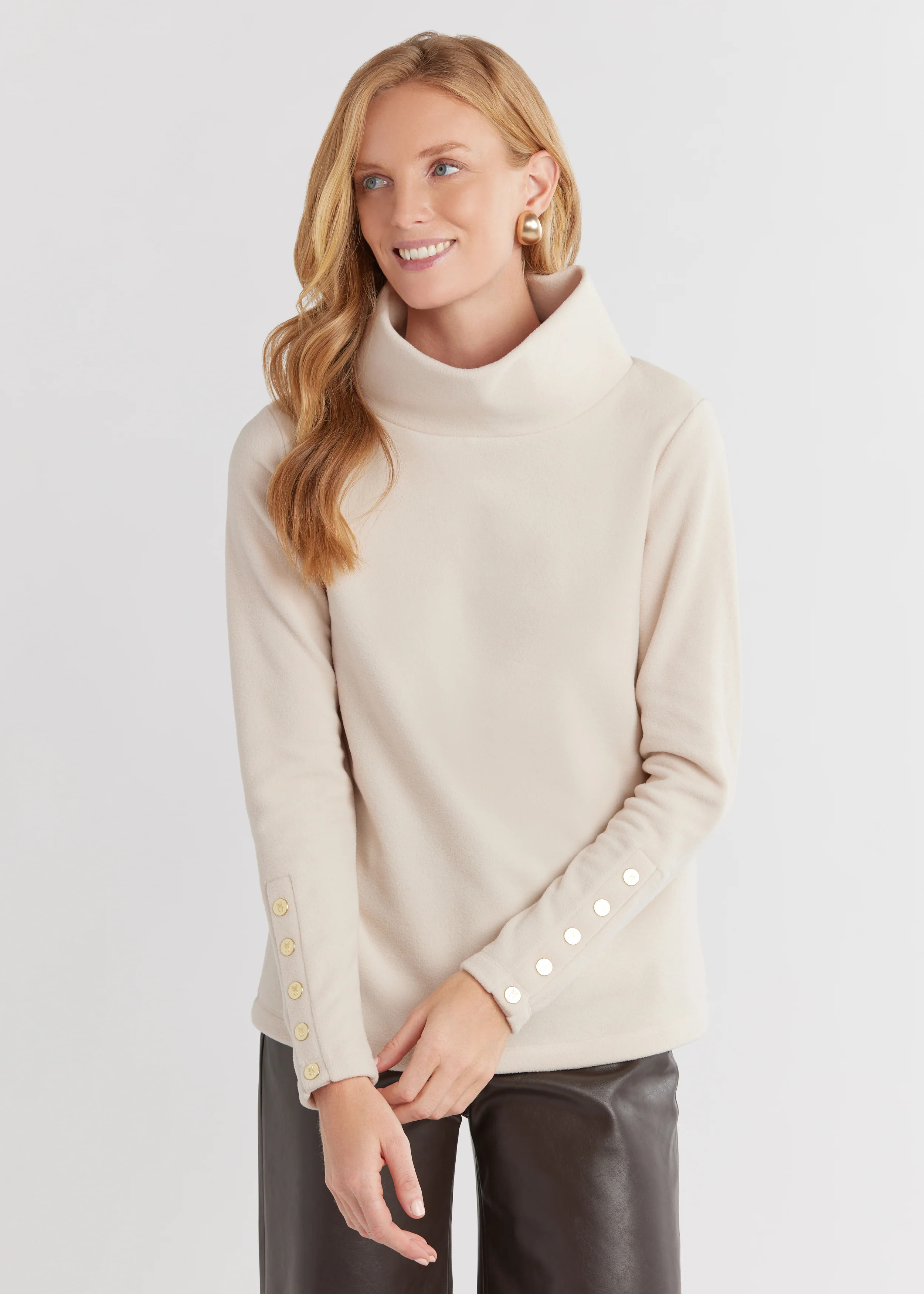 Sun Valley Turtleneck in Vello Fleece (Oatmeal) | Dudley Stephens
