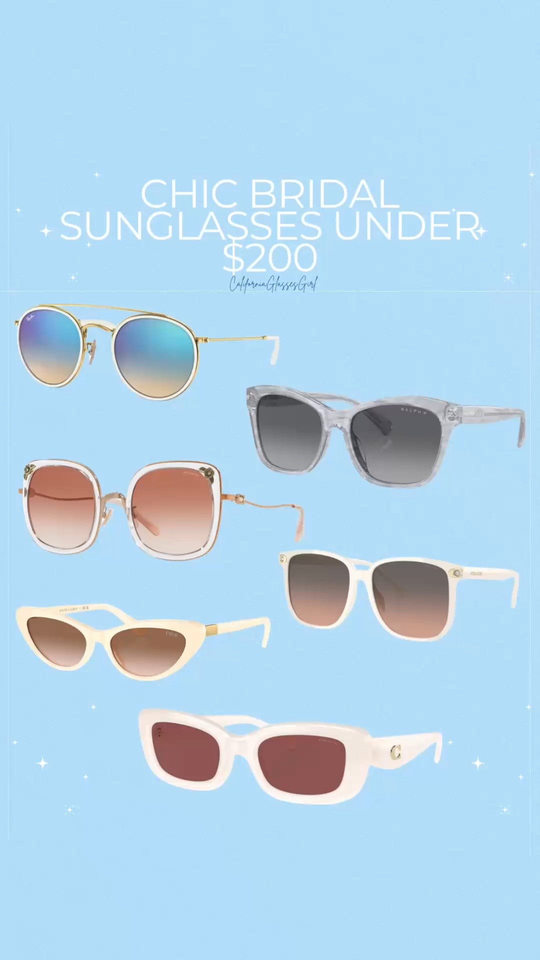 Bridal Sunglasses with Style under $200!

Ray-Ban
Coach
Vogue Eyewear 
Ralph

Designer sunglasses
Sunnies 
Bridal style
Summer sunglasses
Wedding accessories 
Bridal accessories 
Bridal sunglasses
Wedding sunglasses



#LTKWedding #LTKSummerEdit #LTKParties