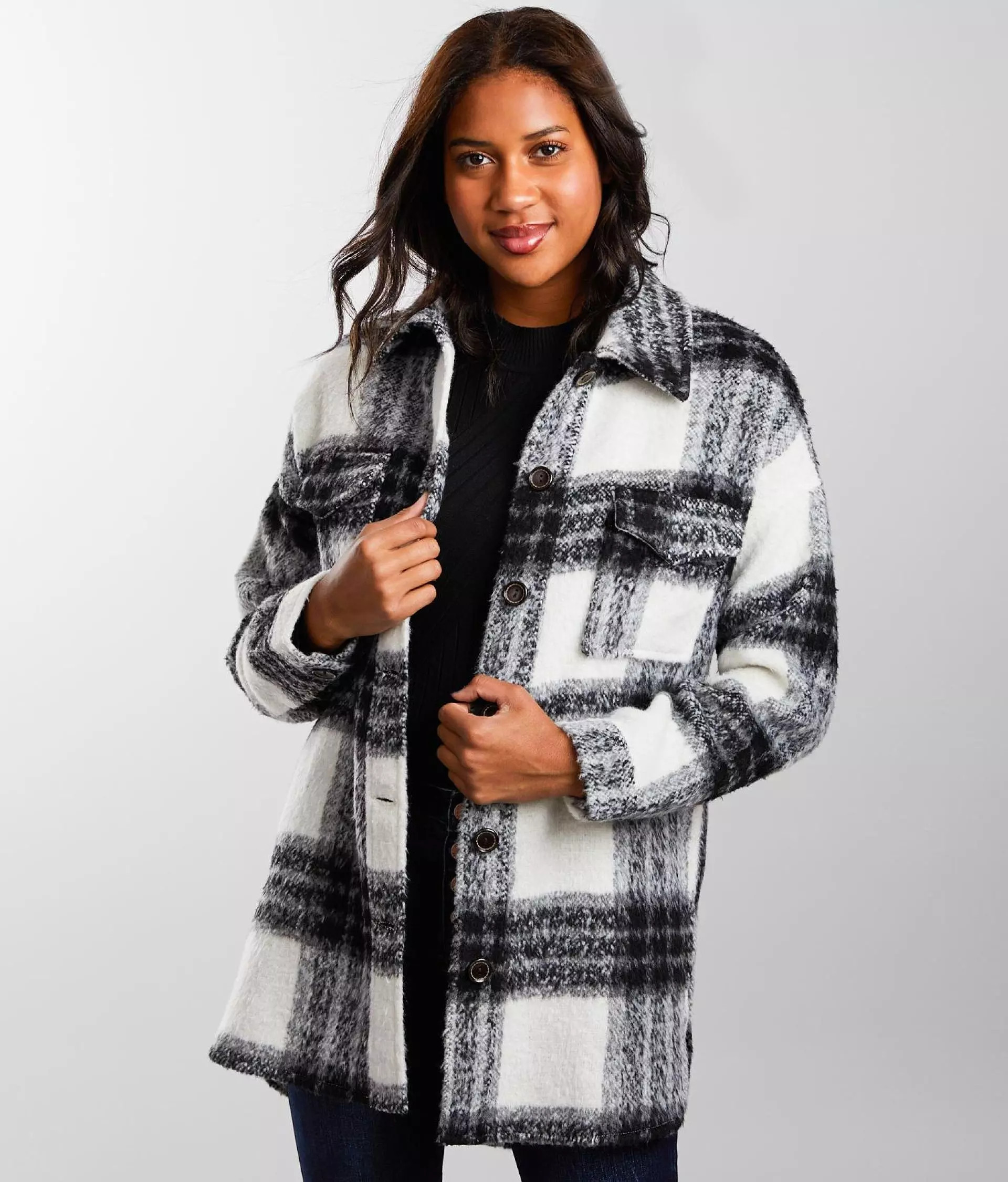 Plaid Wool Blend Jacket | Buckle