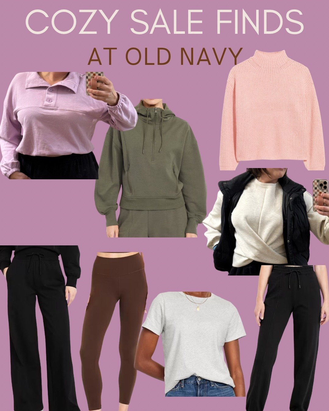 My actual Old Navy favorites are on sale! 💖 I own this pink sweater, the cream wrap top, the black puffer vest, the lavender button top, and all three pairs of pants and I reach for them constantly. The vest is perfect for layering without feeling bulky, and that cream sweatshirt is the softest thing I own.
Check out my sizing details below! 👇

Fit Check:
✨ Pink Sweater: runs big - wearing size M
✨ Cream Wrap Top: So cozy! Wearing size M
✨ Puffer Vest: Great for layering over hoodies or wrap top. Wearing size M. 
✨ Bottoms: Wearing size L.

#LTKsalealert #LTKunder50 #LTKstyletip #OldNavyHaul #OldNavyStyle #casualstyle #mommode #affordablestyle

#LTKOver40 #LTKSaleAlert #LTKootd