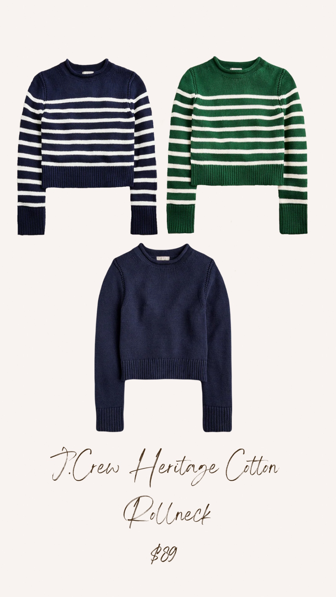 These iconic J.Crew roll neck sweaters are perfect for fall! Such a classic, preppy staple 🤍

#LTKFallSale #LTKFindsUnder100 #LTKSeasonal