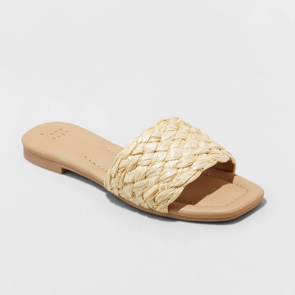 Women's Carissa Slide Sandals - A New Day Almond 8.5, Brown | Target