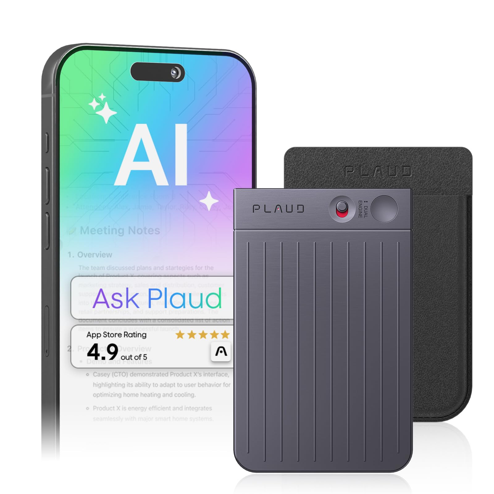 Plaud Note AI Voice Recorder, Voice Recorder w/Case, App Control, Transcribe & Summarize with AI ... | Amazon (US)