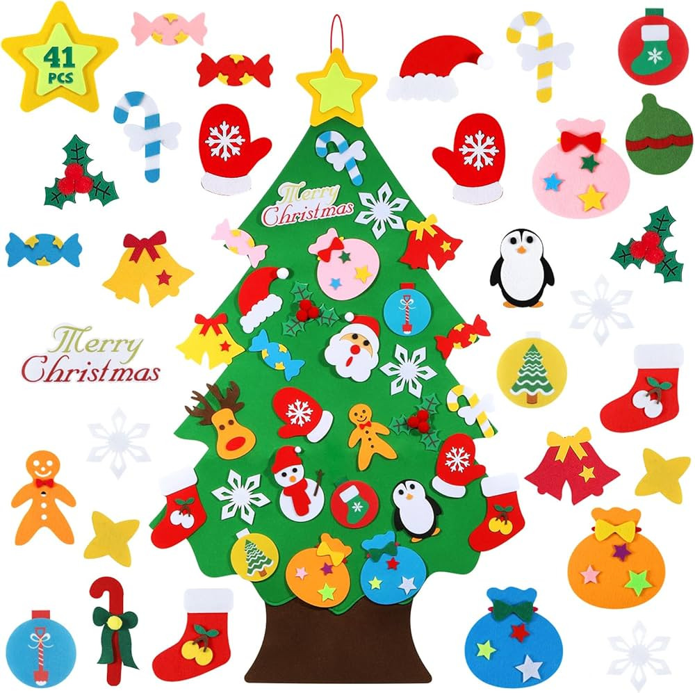 TOBEHIGHER DIY Felt Christmas Tree - 3.6 FT Felt Christmas Tree for Kids with 41 Pieces of Orname... | Amazon (US)