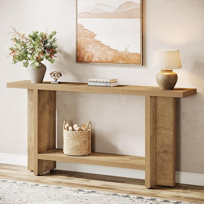 Tribesigns 59" Farmhouse Entryway Console Table, 2-Tier Narrow Long Couch Table Behind Sofa for L... | Amazon (US)
