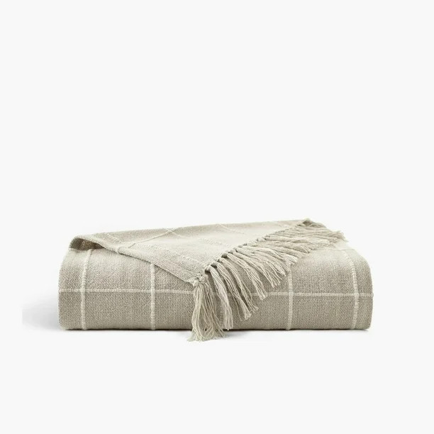 Under the Canopy GOTS Certified Windowpane Detail Organic Cotton Throw Blanket, 50x60", Light Tau... | Walmart (US)