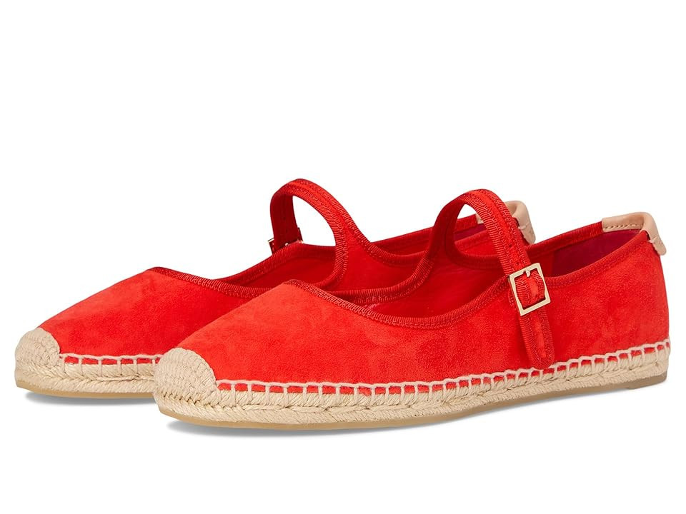 Tory Burch Mary Jane Espadrille Women's Flat Shoes Blazing Red/Blazing Red/Natural : 8.5 M, Leather | Zappos