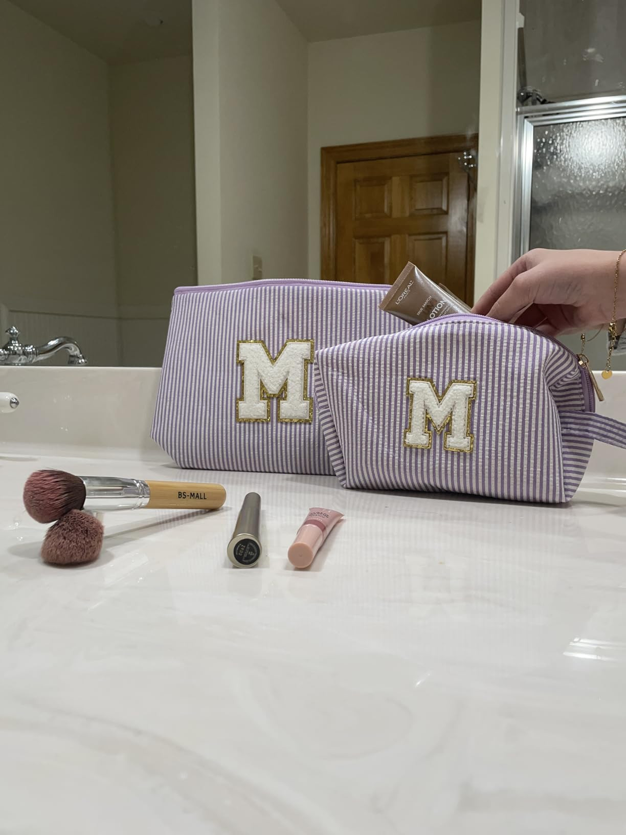 Easter Basket Gifts for Teen Girls Women Girlfriend - 2PCS Gifted Box Makeup Bags - Cosmetic Bag ... | Amazon (US)