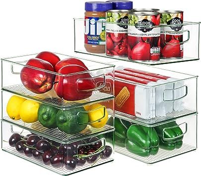 Set Of 6 Clear Fridge Organizers with Handle, The Home Edit and Snack Storage Containers for Kitc... | Amazon (US)