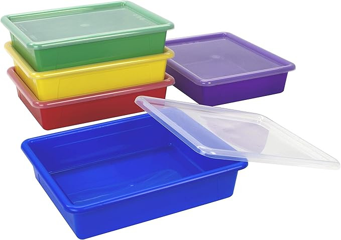 Storex Letter Size Flat Storage Tray – Organizer Bin with Non-Snap Lid for Classroom, Office an... | Amazon (US)