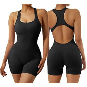 AUROLA Power Romper for Women Workout Yoga Gym Seamless One Piece Racerback Jumpsuit Tummy Contro... | Amazon (US)