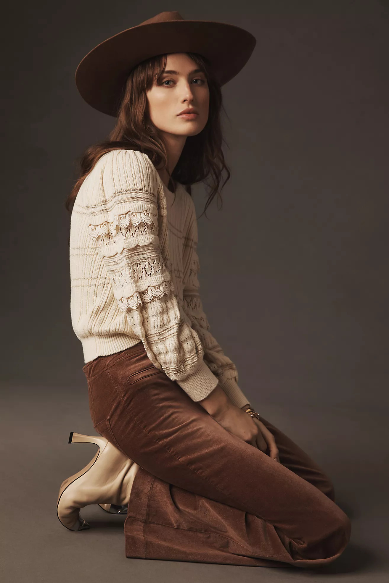 Kachel Ruffle-Sleeve Lurex Sweater | Anthropologie (US)