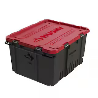 170 Gal. Pro Grip Storage Tote in Black with Red Lid | The Home Depot