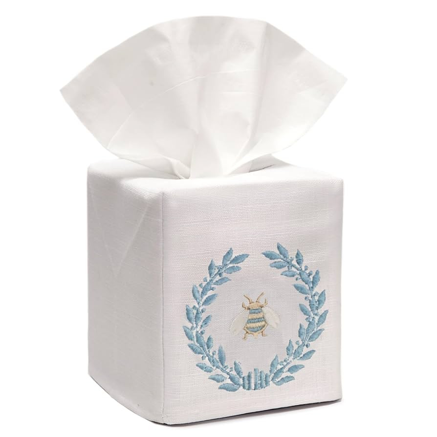 Jacaranda Living Square Tissue Box Cover, Linen/Cotton Fabric Tissue Holder, Decorative Cloth Tis... | Amazon (US)
