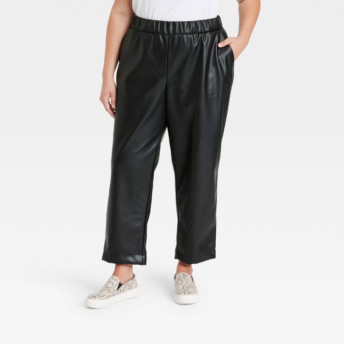 Women's High-Rise Faux Leather Tapered Ankle Pull-On Pants - A New Day™ | Target