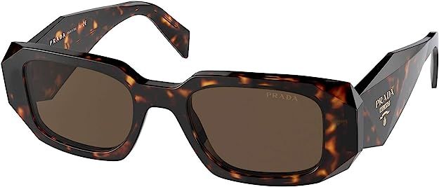 Prada PR 17WS 2AU8C1 Tortoise Plastic Rectangle Sunglasses Brown Lens | Amazon (US)