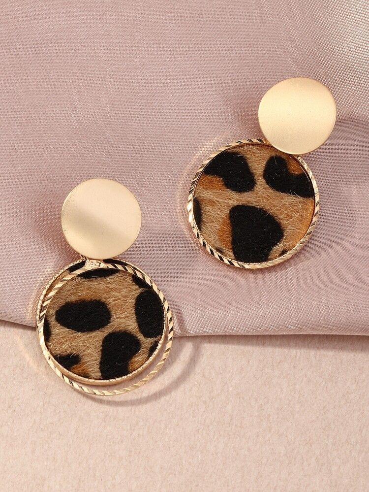 Leopard Round Drop Earrings | SHEIN