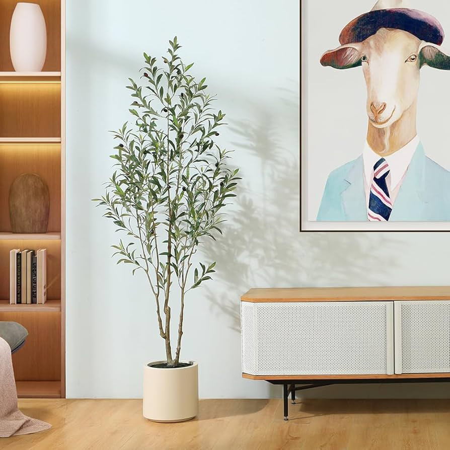 LOMANTO Artificial Olive Trees, 6 ft Tall Fake Olive Trees for Indoor, Faux Olive Silk Tree, Larg... | Amazon (US)