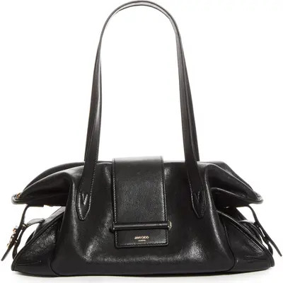 Jimmy Choo Medium Bar Leather Holdall Bag in Black/shiny Gold at Nordstrom | Nordstrom