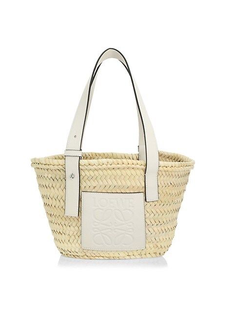 Small Leather-Trimmed Woven Basket Bag | Saks Fifth Avenue