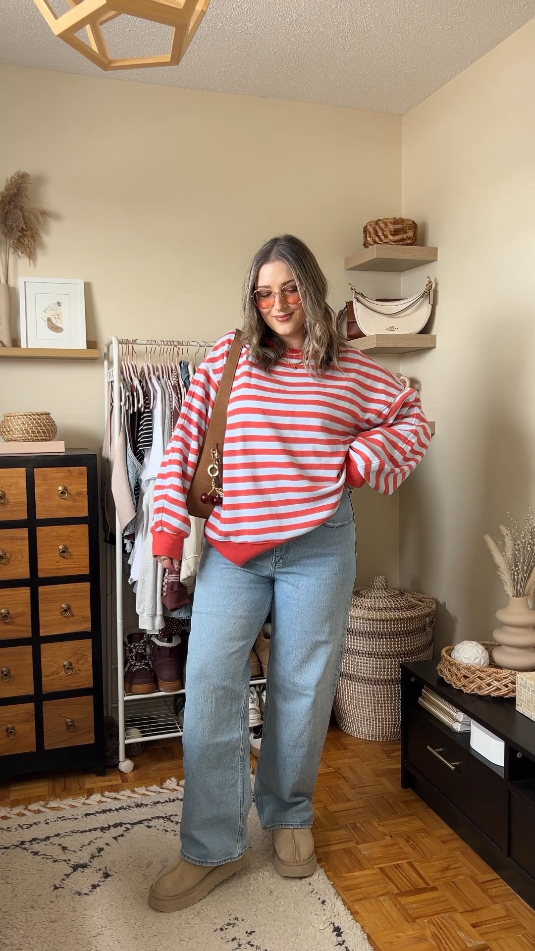 Simple & fun spring outfit! Striped sweatshirt is so cozy and I love the peach & baby blue color combo! Runs big, sized down to M. Wearing my usual 32 in the jeans. I’m a 9.5-10 shoe and wear a 10 in the Ugg tazz platforms


#LTKMidsize #LTKootd #LTKSpringSale
