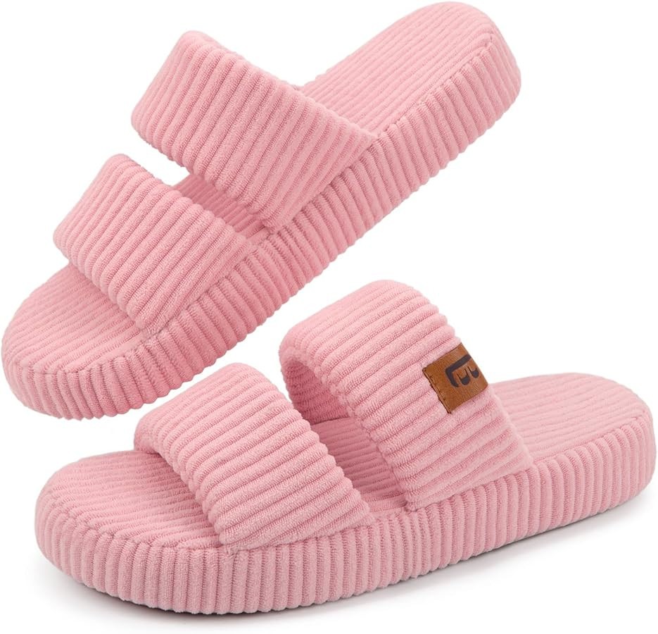 LongBay Slippers for Women Memory Foam Open Toe Slide Indoor House Shoes Slip On Bedroom Comfy Gi... | Amazon (US)