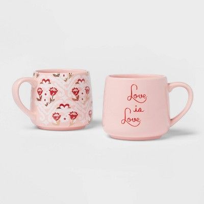 15oz 2pk Stoneware Love Is Love Mug Set - Threshold&#8482; | Target
