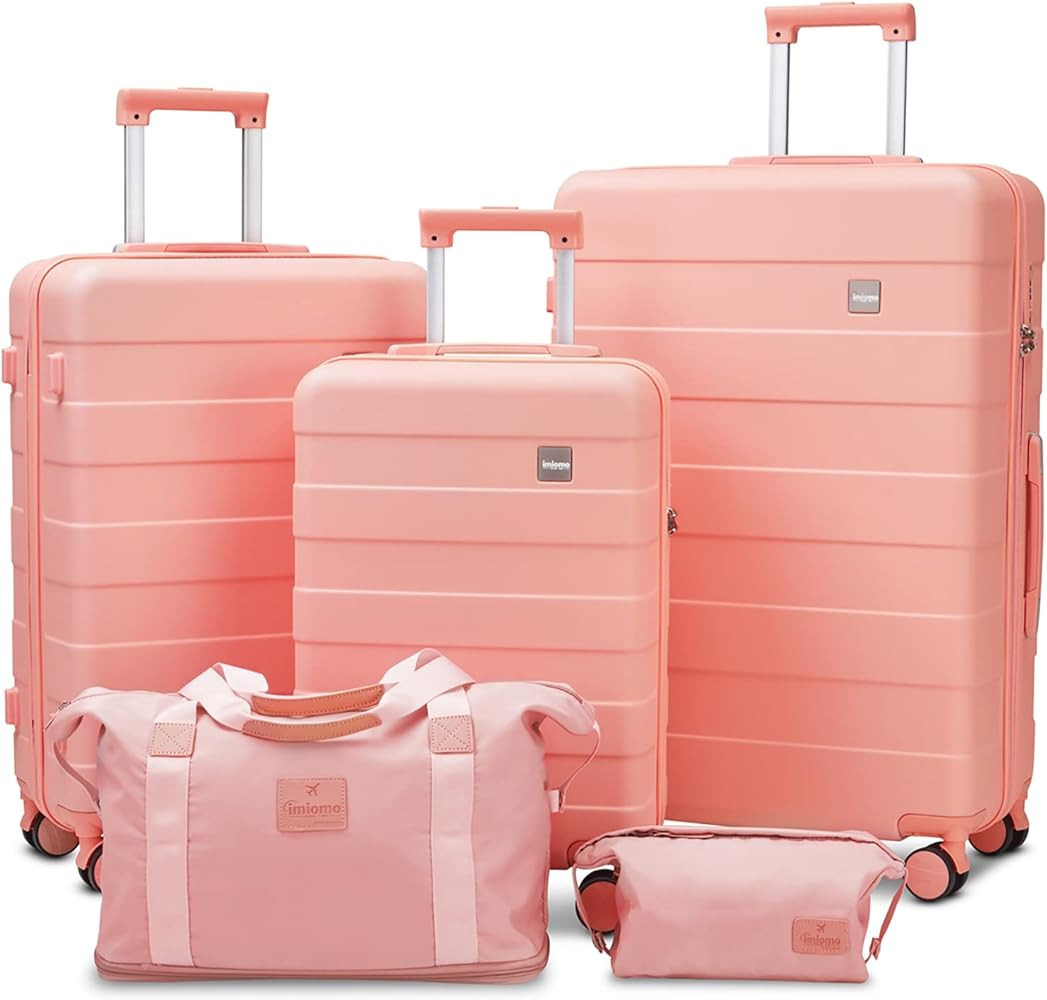 imiomo Hard Shell Luggage Sets 5 Piece for Women, Lightweight Hardside Rolling Suitcase Set with ... | Amazon (US)